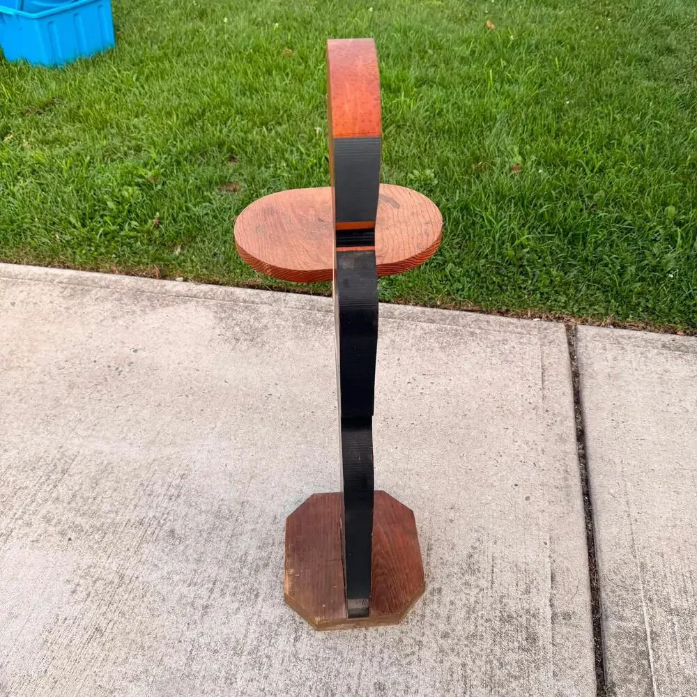 VTG Wooden Butler Silent Valet Stand Drink Tray Hand Painted Man Cave Art 38